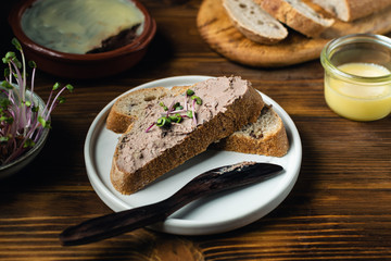 Homemade sourdough bread with liver pate