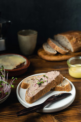 Homemade sourdough bread with liver pate