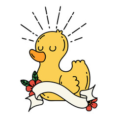 banner with tattoo style rubber duck