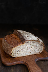Homemade Close up of homemade whole grain sourdough bread