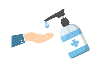 Clean hands with alcohol gel. Killing virus. Hands used to touch will contaminate the virus. The Corona virus concept. washing hand with Antibacterial hand sanitizer, disinfection gel symbol