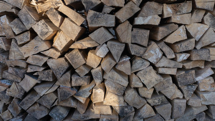 birch wood in the woodpile. texture