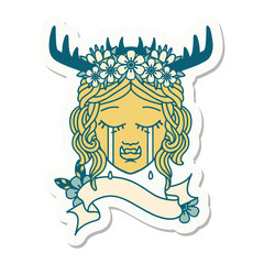 crying orc druid character face sticker