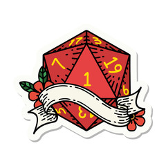 natural one d20 dice roll sticker