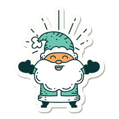 sticker of tattoo style happy santa claus christmas character