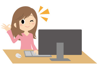 リモートワークの女性　OK