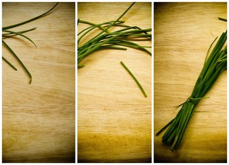 aromatic herbs on cutting board
