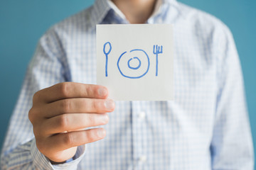 Picture icon Cutlery - spoon, fork and plate in hand