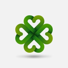 Green Four-leaf Lucky clover symbol