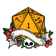 natural one d20 dice roll illustration