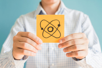Picture icon atom in the hand