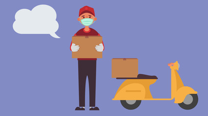 Delivery service transport products from ordering products online.distance Reduce the risk infection  and disease concept Taking life into the future.Vector and illustration characters.
