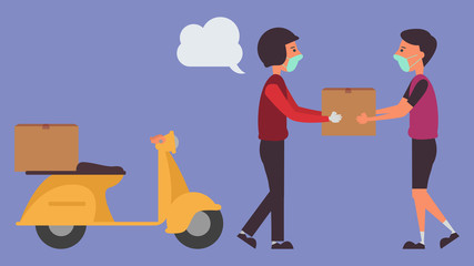 Delivery service transport products from ordering products online.distance Reduce the risk infection  and disease concept Taking life into the future.Vector and illustration characters.