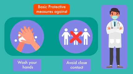 Coronavirus protection Important information and guidance to stay healthy.Vector and illustration characters.