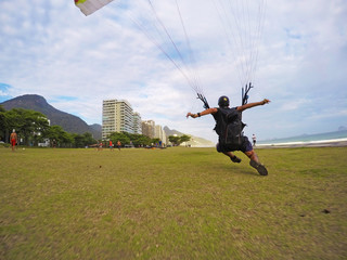 Extreme paraglider point of over Rio de Janeiro