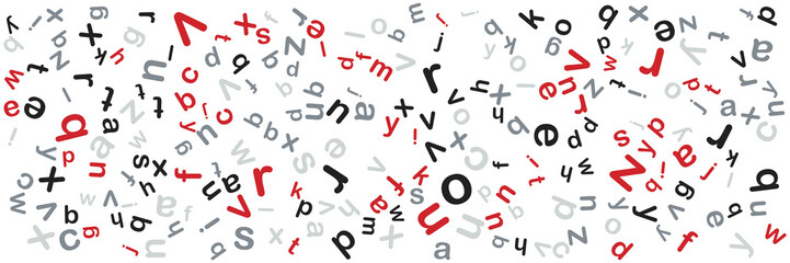 Letter pattern for wide banner. Decorative abstract horizontal banner with colorful doodles. Hand-drawn modern illustration. Cute geometric background. Seamless pattern. Vector. 