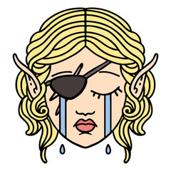 crying elf rogue character face illustration
