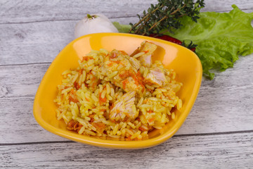 Traditional Pilaf with chicken and carrot