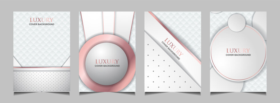 Set collection of luxury covers design template black and white with elegant rose gold. Vector layout premium vip style for books, magazines, catalogs, poster celebration, flyer anniversary, package