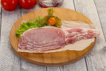Raw pork bacon