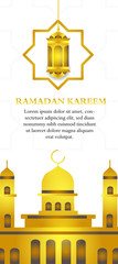 Ramadan kareem banner design template with lantern and mosque for islamic festival celebration