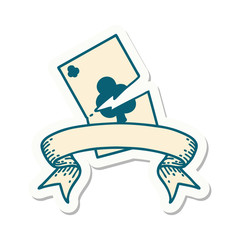 tattoo sticker with banner of a torn card
