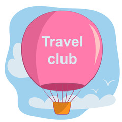 Vector flat style illustration for balloon club travelers