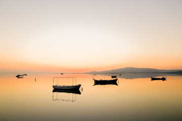 sunset, water, sun, sky, sea, boat, lake, landscape, sunrise, river, nature, fishing, evening, orange, ocean, clouds, reflection, dawn, calm, beach, summer, ship, bay, red, dusk