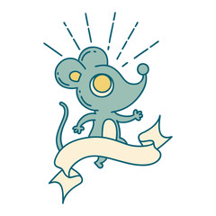 banner with tattoo style mouse character