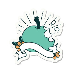 sticker of tattoo style bitten apple