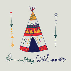 Hand drawn indian lodge vector illustration © FuHonra