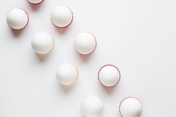 white eggs on a white background, minimalism for easter