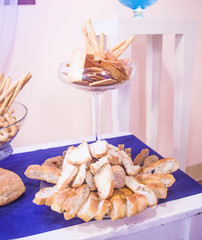 appetizers and snacks for your party or for your lunch:bread, focaccia and breadsticks.