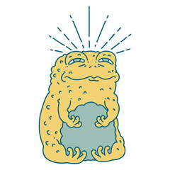 traditional tattoo style toad character