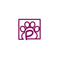 logo dog paw with letter p vector design	