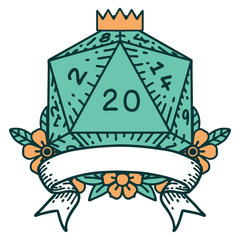 natural 20 critical hit D20 dice roll illustration