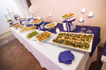 buffet table ready for guests and party
