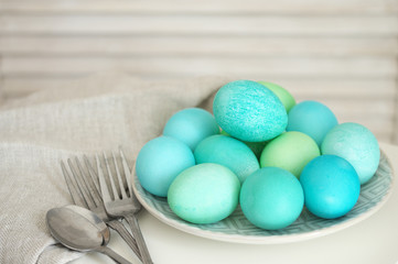 Light blue and green Easter eggs