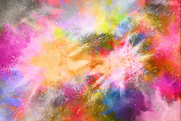 Explosion of colored powder isolated on white background. 