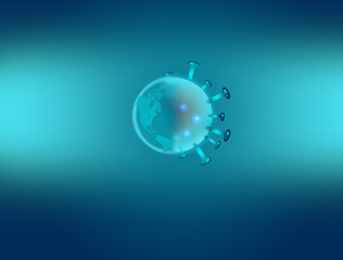 virus, coronavirus covid19 covid-19 on blue background neon, DNA, biological research	