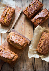 Plain banana breads and one carrot cakes