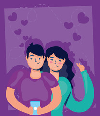 couple using smartphone social media technology