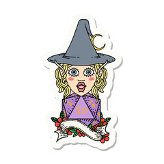 elf mage character with natural twenty dice roll sticker