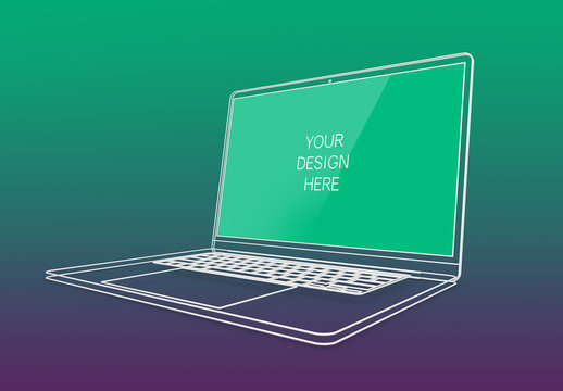 Wireframe Laptop  Screen Mockup with Editable Background
