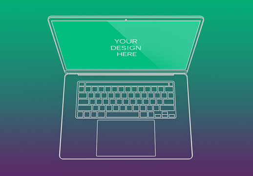 Wireframe Laptop  Screen Mockup with Editable Background