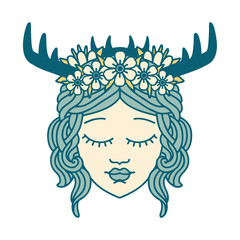 human druid character face illustration