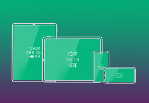 Wireframe Multi-Device Mockup with Editable Background