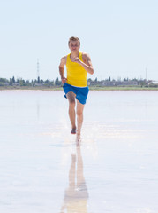 Man running on the beach