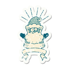 grunge sticker of tattoo style santa claus christmas character