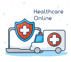 healthcare on line technology with laptop